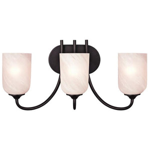 3 Light (Medium Screw Base) 21.25" Treebridge Station Espresso Finish with White Alabaster Glass Wall Light Fixture 1