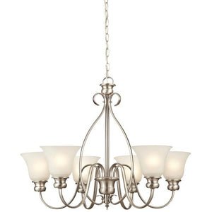 6 Light (Medium Screw Base) 30.2" Fontane Brushed Nickel Finish with Frosted Glass Chandelier Light Fixture 1