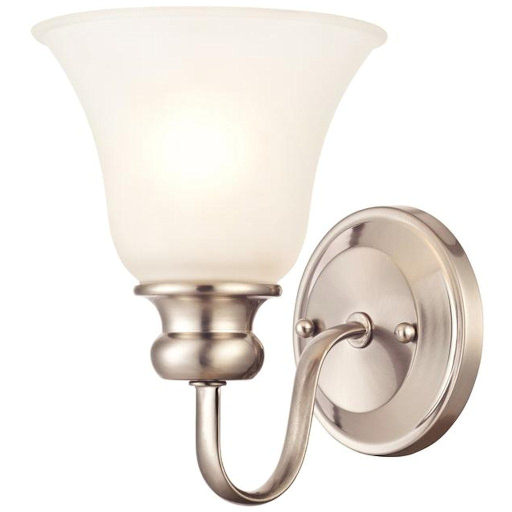 1 Light (Medium Screw Base) 6.5" Fontane Brushed Nickel Finish with Frosted Glass Wall Light Fixture 1