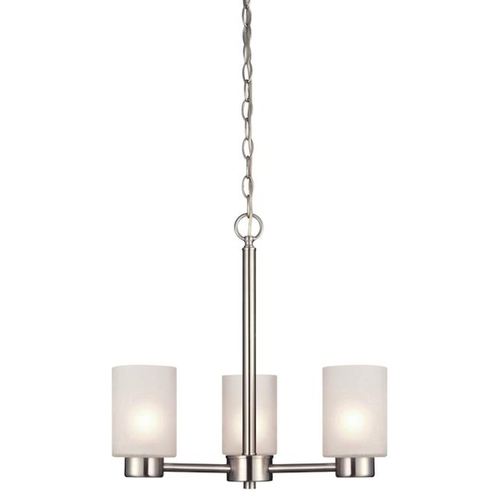 3 Light (Medium Screw Base) 18.25" Sylvestre Brushed Nickel Finish with Frosted Seeded Glass Chandelier Light Fixture 1