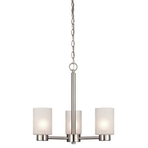 3 Light (Medium Screw Base) 18.25" Sylvestre Brushed Nickel Finish with Frosted Seeded Glass Chandelier Light Fixture 1