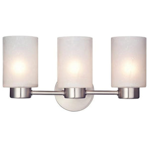 3 Light (Medium Screw Base) 15.75" Sylvestre Brushed Nickel Finish with Frosted Seeded Glass Wall Light Fixture 1