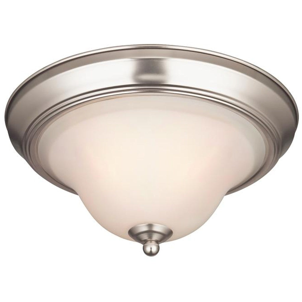 1 Light (Medium Screw Base) 11.4" Swanstone Flush Mount Satin Nickel Finish with White Opal Glass Ceiling Light Fixture 1