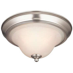 1 Light (Medium Screw Base) 11.4" Swanstone Flush Mount Satin Nickel Finish with White Opal Glass Ceiling Light Fixture 1