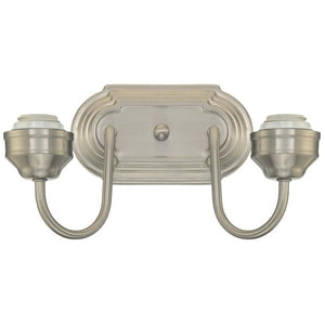 2 Light (Medium Screw Base) 11" Brushed Nickel Finish Wall Light Fixture 1
