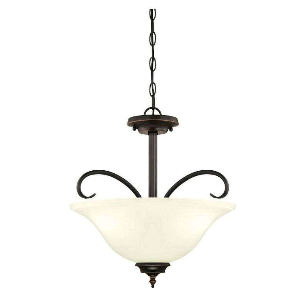3 Light Indoor Amber Bronze Convertible Pendant/Semi-Flush Ceiling Fixture 1