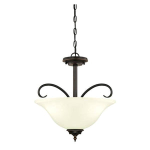 3 Light Indoor Amber Bronze Convertible Pendant/Semi-Flush Ceiling Fixture 1