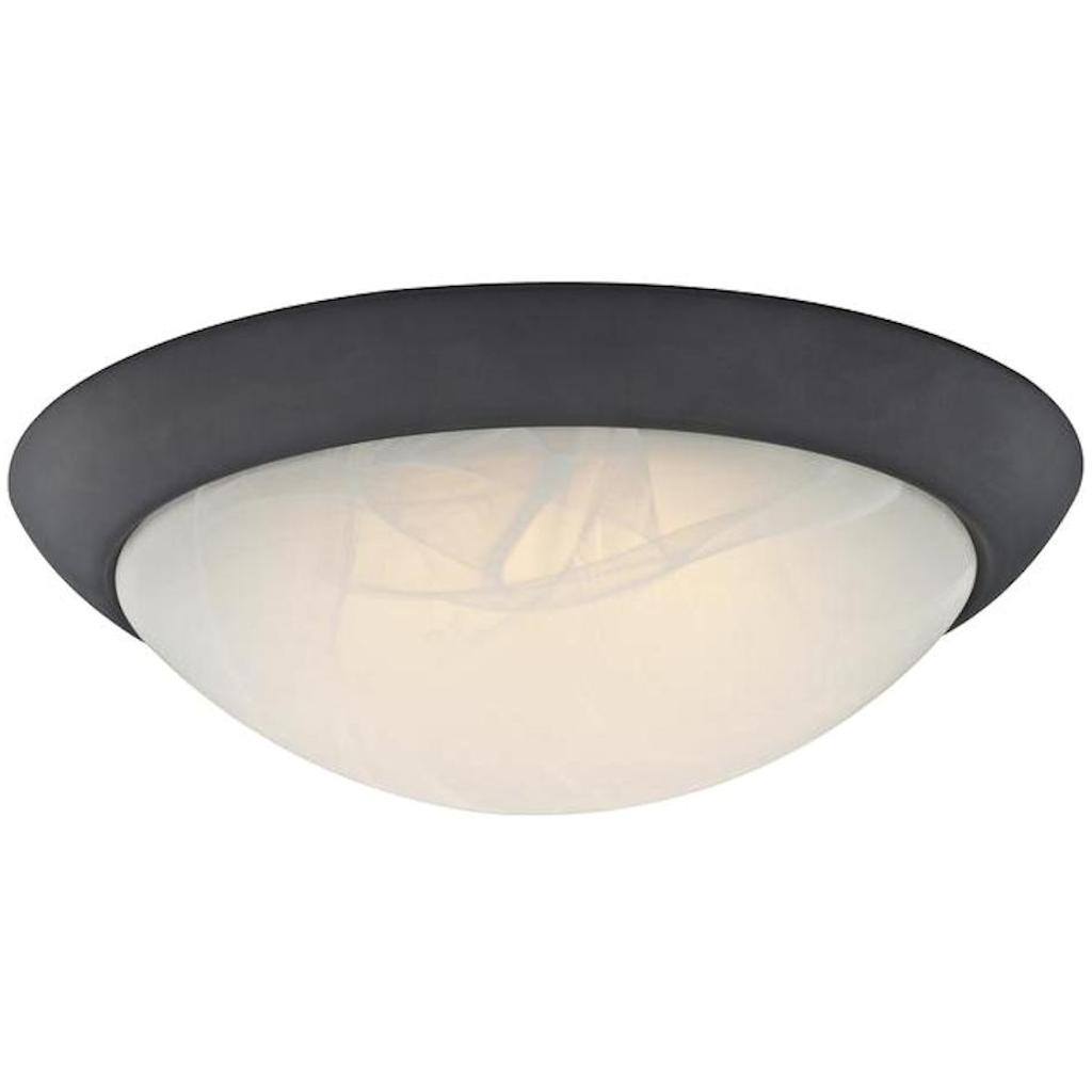 1 Light Oil Rubbed Bronze White Alabaster Glass Dimmable LED Flush Mount 1