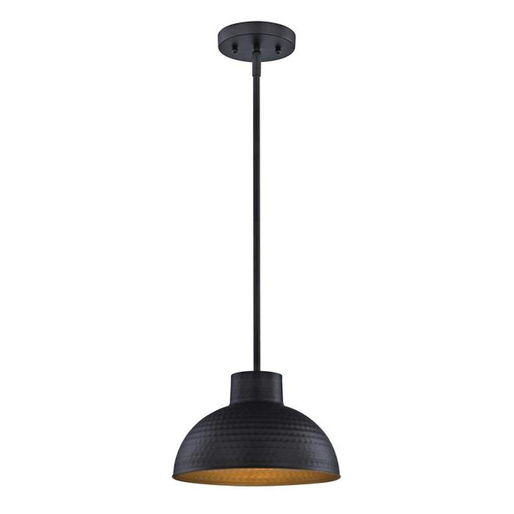 1 Light Hammered Oil Rubbed Bronze Gold Interior Pendant 1