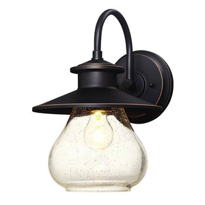 1 Light Oil Rubbed Bronze with Highlights Clear Seeded Glass 1
