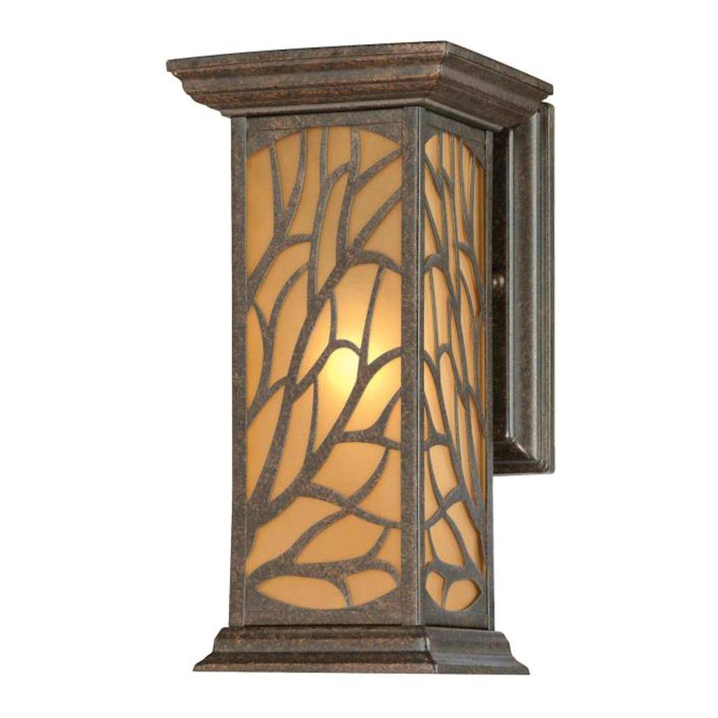 1 Light Victorian Bronze Finish Amber Frosted Glass 1