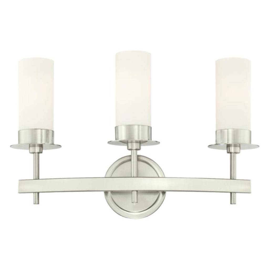 3 Light Brushed Nickel Frosted Opal Glass Shades Wall Light Fixture 1