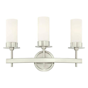 3 Light Brushed Nickel Frosted Opal Glass Shades Wall Light Fixture 1