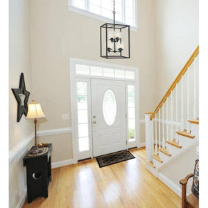 4 Light Matte Black Clear Glass Shades Chandelier Light Fixture 2