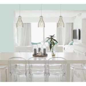 1 Light Chrome Clear Rippled Glass Shade Adjustable Mini Pendant Light Fixture 2