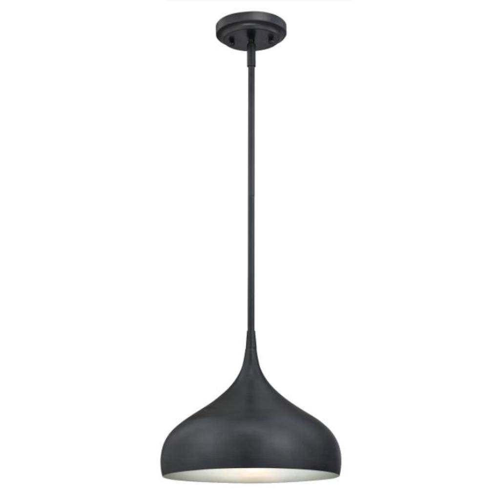 1 Light Matte Brushed Gun Metal with Silver Interior Adjustable Pendant Light Fixture 1