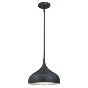 1 Light Matte Brushed Gun Metal with Silver Interior Adjustable Pendant Light Fixture 1