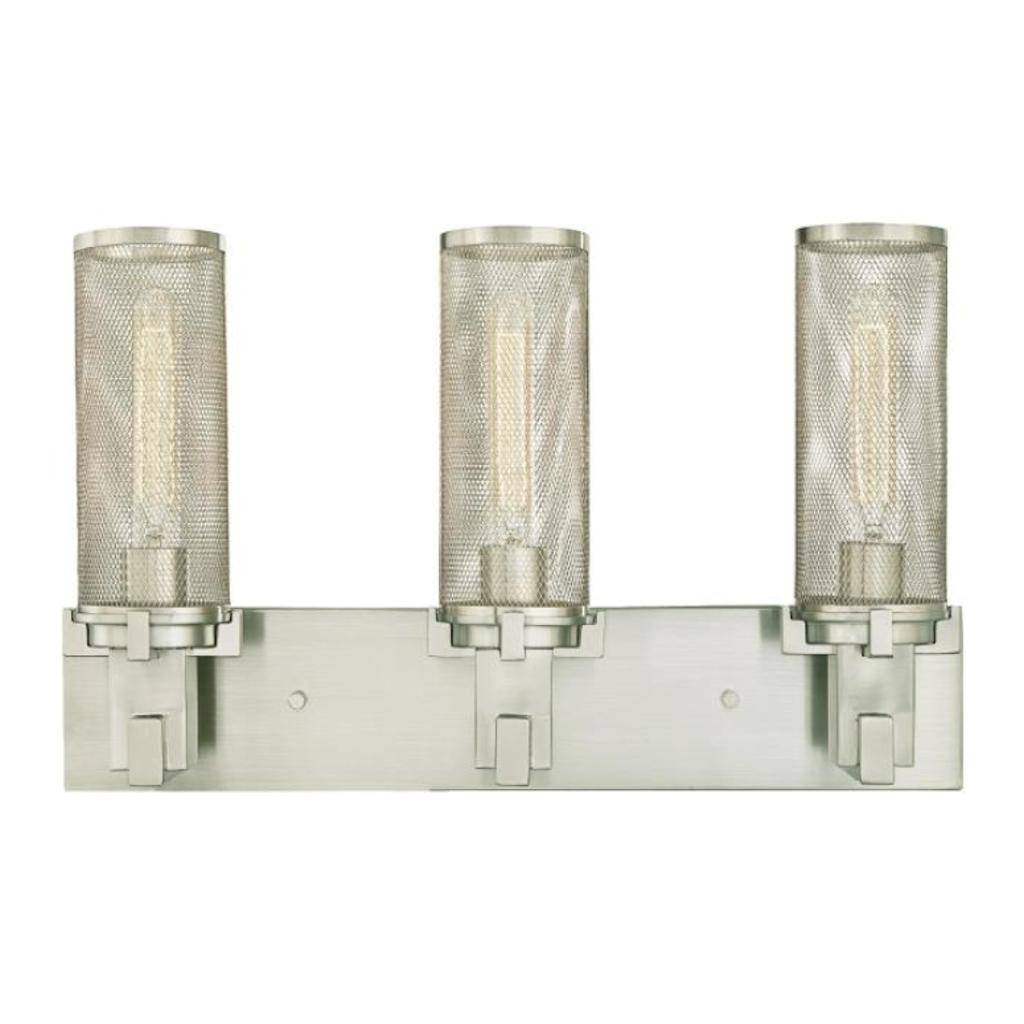 3 Light Brushed Nickel Mesh Shades Wall Light Fixture 1
