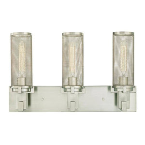 3 Light Brushed Nickel Mesh Shades Wall Light Fixture 1