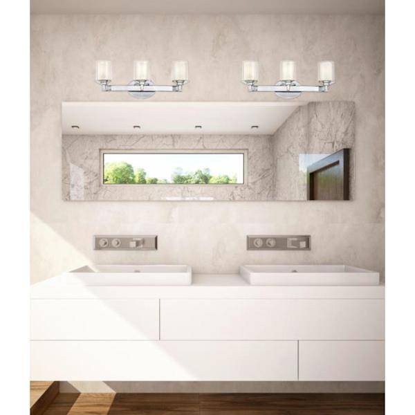 3 Light Chrome Glass Shades Wall Light Fixture 2