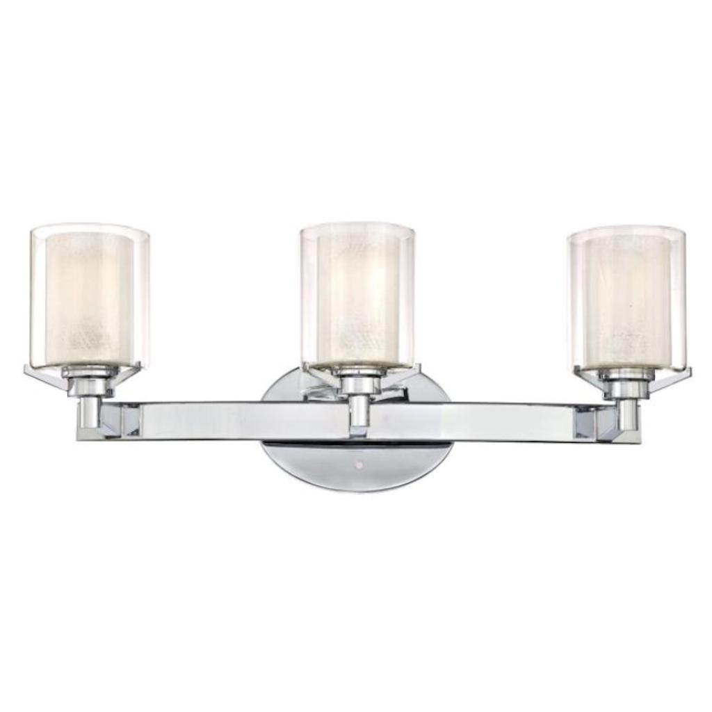 3 Light Chrome Glass Shades Wall Light Fixture 1