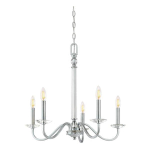 5 Light Chrome with Clear Glass Accents Chandelier Light Fixture 1