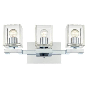 3 Light Chrome Clear Glass Shades Wall Light Fixture 1