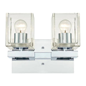 2 Light Chrome Clear Glass Shades Wall Light Fixture 1