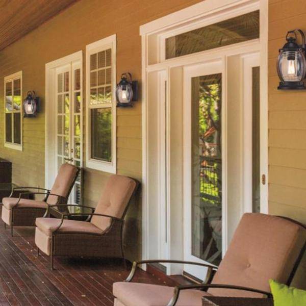 1 Light Textured Black / Barnwood Finish Wall Lantern Fixture 2