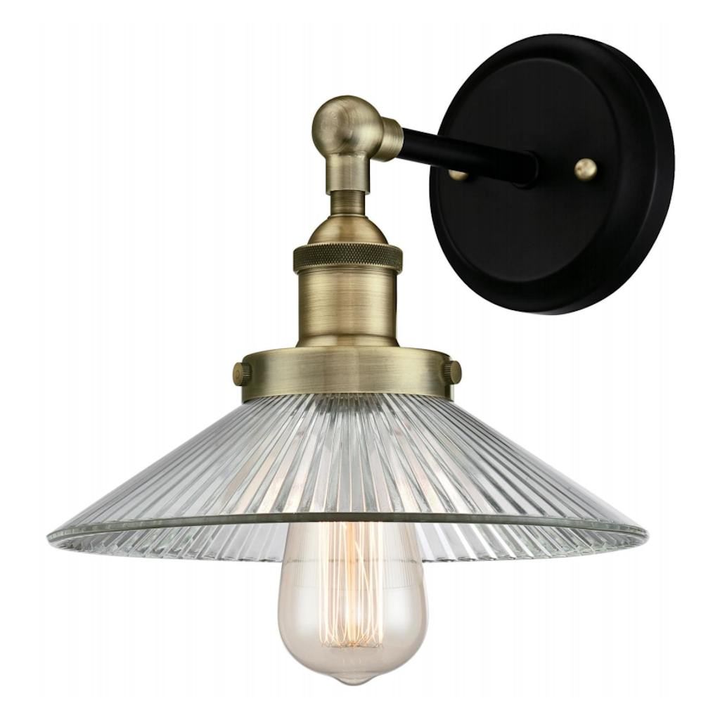 1 Light (Medium Screw Base) Antique Brass / Matte Black Wall Sconce Light Fixture 1