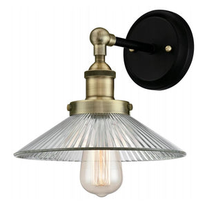 1 Light (Medium Screw Base) Antique Brass / Matte Black Wall Sconce Light Fixture 1
