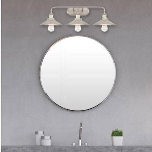3 Light (Medium Screw Base) Brushed Nickel Finish Wall Light Fixture 2