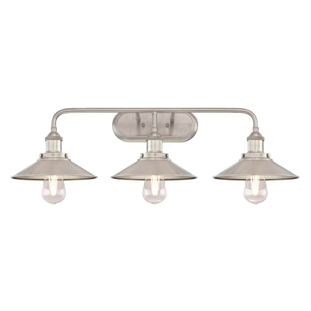 3 Light (Medium Screw Base) Brushed Nickel Finish Wall Light Fixture 1