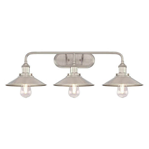 3 Light (Medium Screw Base) Brushed Nickel Finish Wall Light Fixture 1
