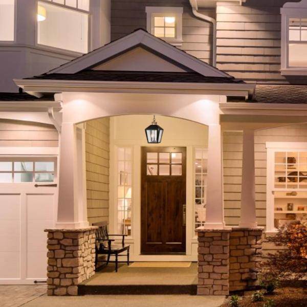 3 Light Matte Black Finish with Washed Copper Accents Outdoor  Pendant Fixture 2