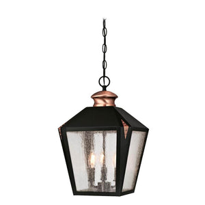 3 Light Matte Black Finish with Washed Copper Accents Outdoor  Pendant Fixture 1