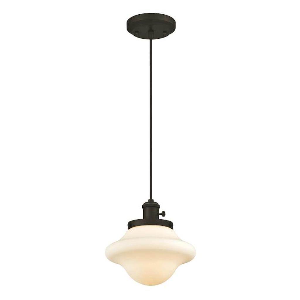 1 Light Oil Rubbed Bronze Frosted Opal Glass Shade 1