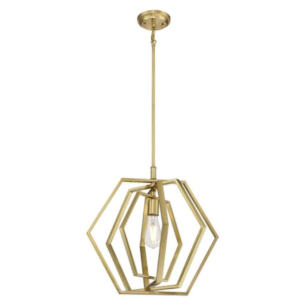 1 Light Champagne Brass Pendant Light Fixture 1