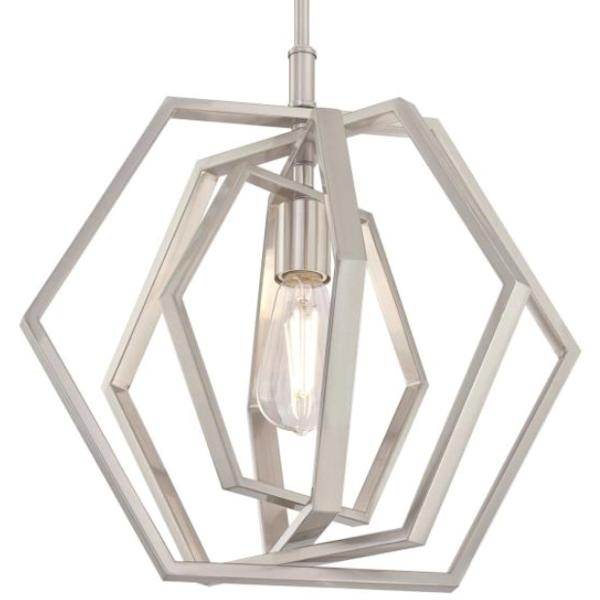 1 Light Brushed Nickel Pendant Light Fixture 2