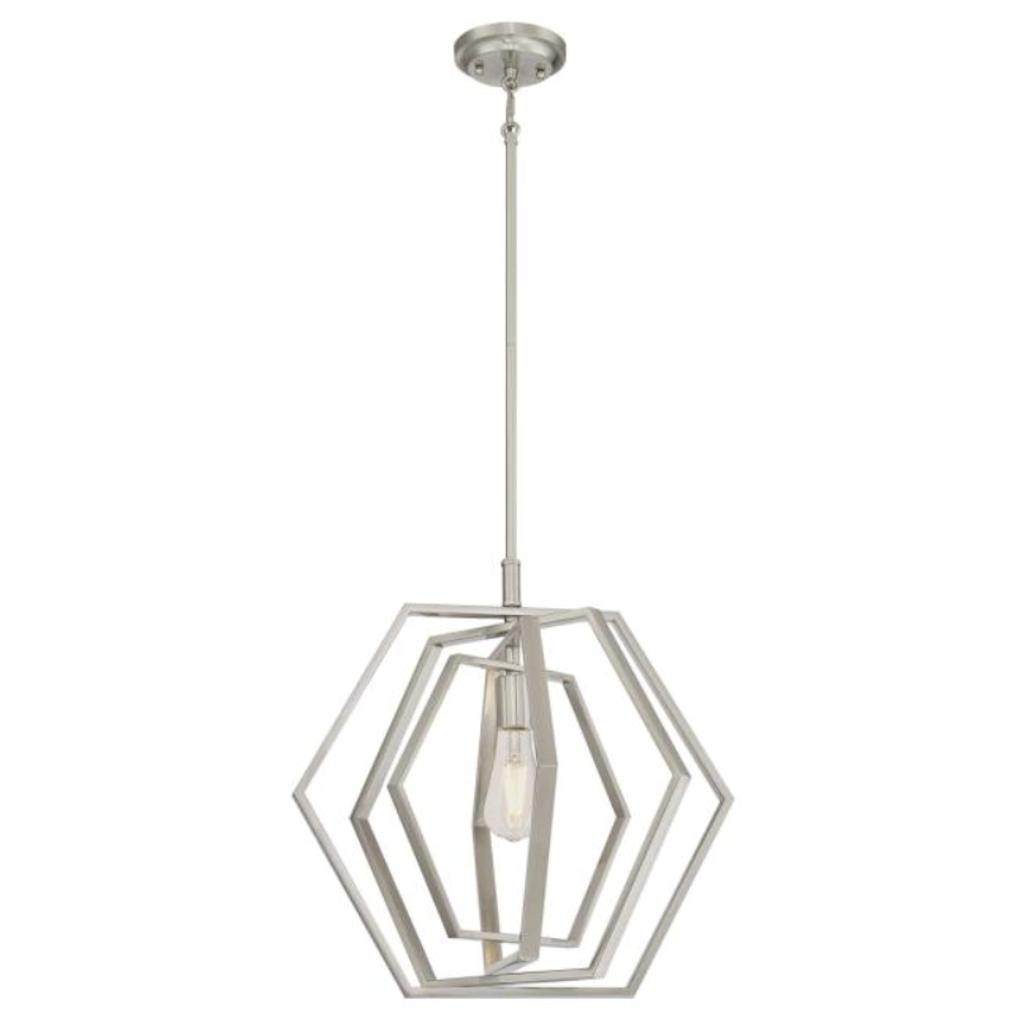 1 Light Brushed Nickel Pendant Light Fixture 1
