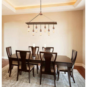 7 Light Barnwood with Washed Copper Accents Chandelier Light Fixture 2