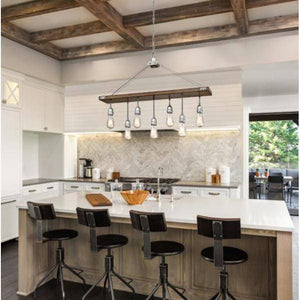 7 Light Barnwood with Galvanized Steel Accents Chandelier Light Fixture 2