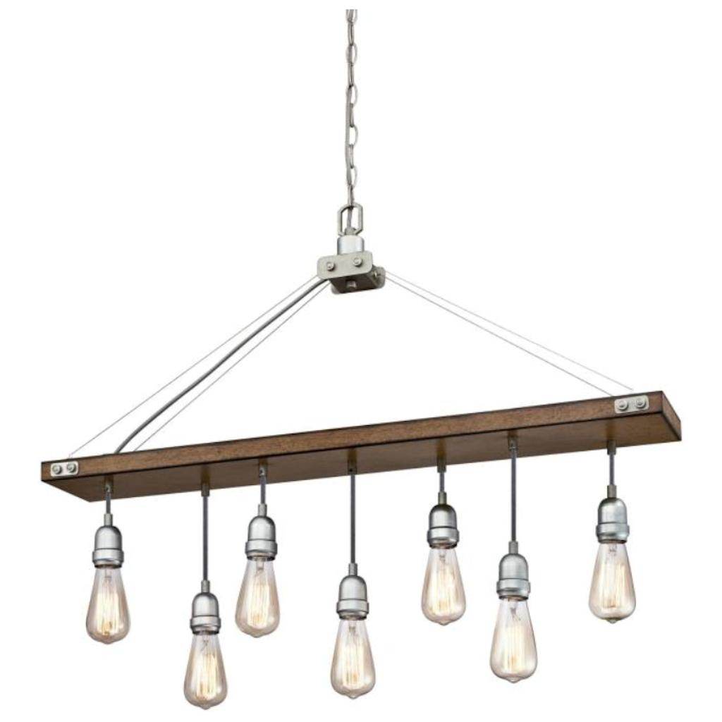 7 Light Barnwood with Galvanized Steel Accents Chandelier Light Fixture 1