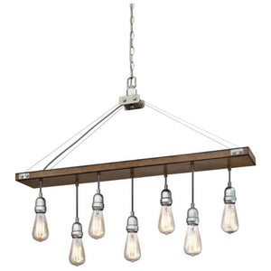 7 Light Barnwood with Galvanized Steel Accents Chandelier Light Fixture 1