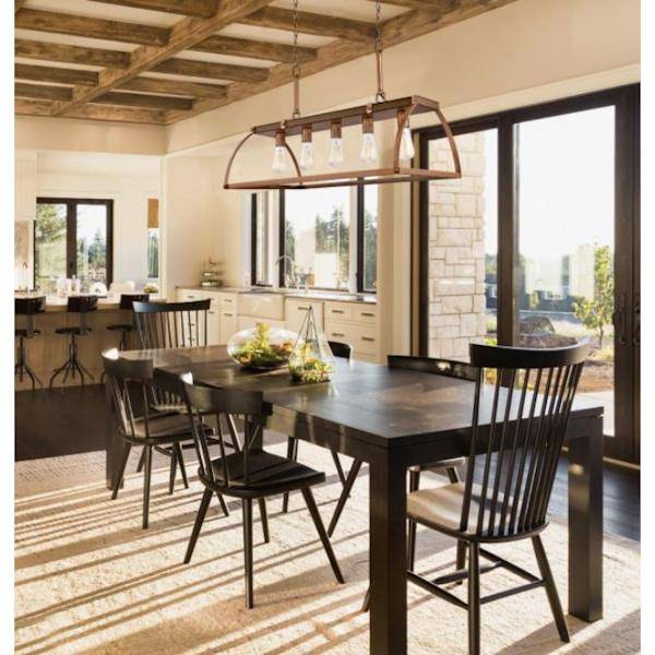 5 Light Barnwood with Washed Copper Accents Chandelier Light Fixture 2