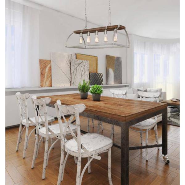 5 Light Barnwood with Galvanized Steel Accents Chandelier Light Fixture 2