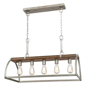 5 Light Barnwood with Galvanized Steel Accents Chandelier Light Fixture 1