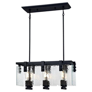 6 Light Matte Black Clear Water Glass Shades Chandelier Light Fixture 1