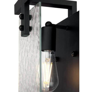1 Light Matte Black Water Glass Shade Wall Light Fixture 2