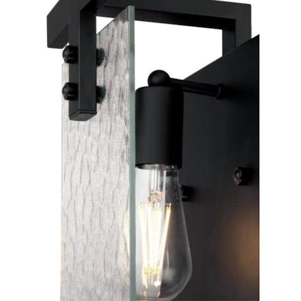 1 Light Matte Black Water Glass Shade Wall Light Fixture 2